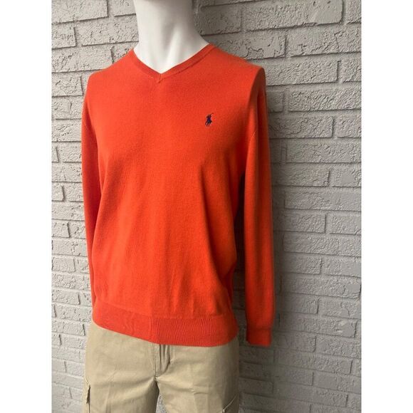 Polo By Ralph Lauren Men Orange Long Sleeve Sweater Size L - Picture 1 of 7